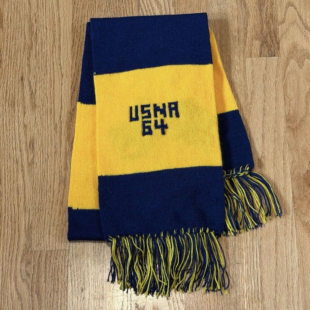 VTG US Naval Academy Scarf Class of 1964 Acrylic Knit Mid-Century USNA Staubach